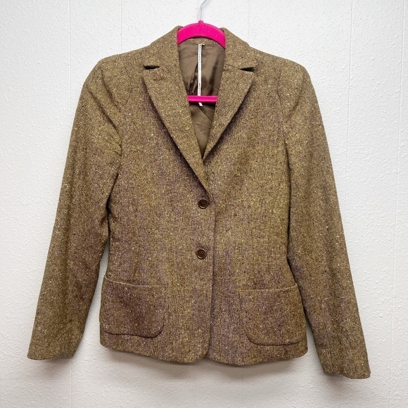 Max Studio Lambswool Blend Tweed Academia School Boy Womens Blazer Jacket Size 4 - Picture 1 of 12